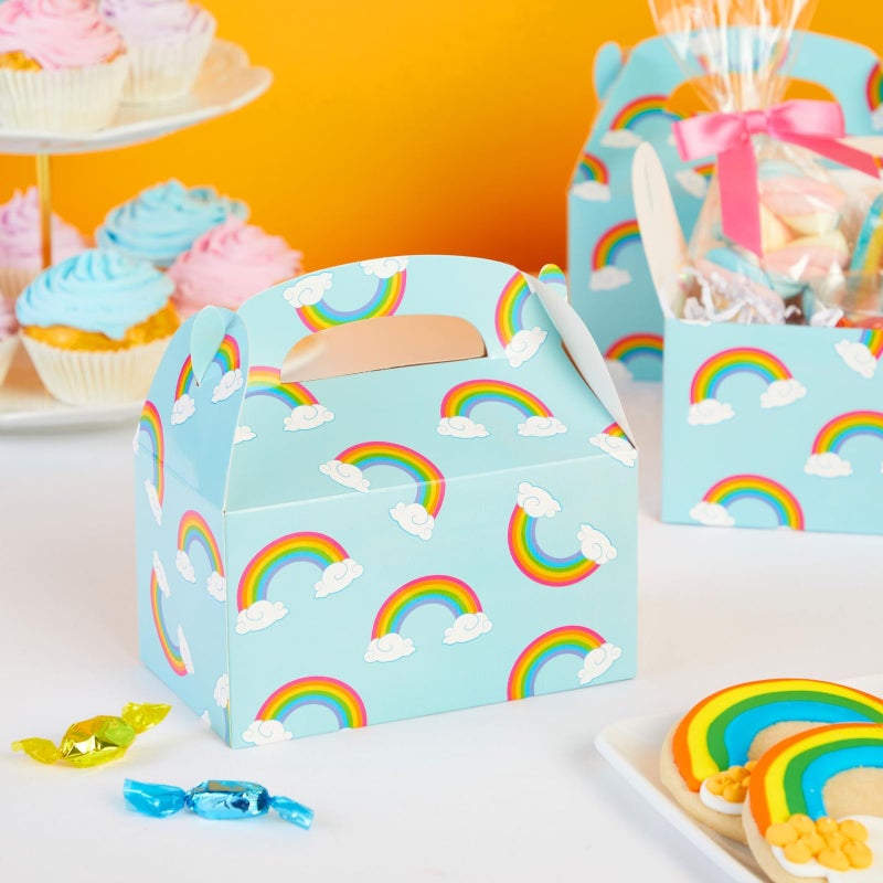 BLUE PANDA Rainbow Gable Party Favor Box Set - Easy Pop-Up Gable Box with Built-In Handle - Party Favor Bags & Gift Bags - Candy & Rainbow Popcorn Holders - 24-Pack, 6.2 x 3.6 x 3.4 in - Image 2